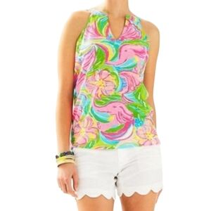 Lilly Pulitzer Arya Tank Women‎ Xsmall Elephant Raceback Vneck Beach Preppy XS
